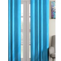 Home Sizzler Turquoise Blue Black Out Door Curtain-image-64