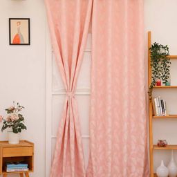 Ariana Pink &White 1 Pieces Floral Black Out Door Curtain-image-90