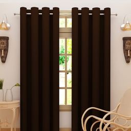 DREAM CARE Coffee Brown 2 Pieces Black Out Window Curtains-image-4