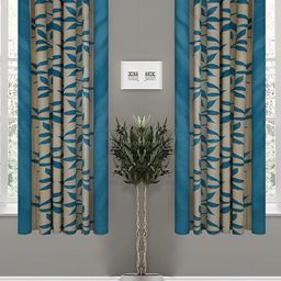Panipat Textile Hub Blue 4 Pieces Printed Window Curtains-32