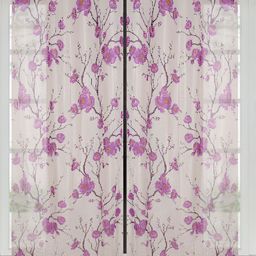 Panipat Textile Hub Purple & White 4 Pieces Floral Eyelet Window Curtains-image-53