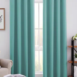 MISTIVA Sea Green 2 Pieces Room Darkening Long Door Curtains-16