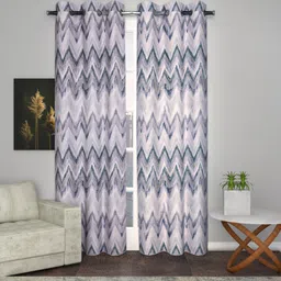 Soumya Grey & Purple Abstract Room Darkening Door Curtain-5