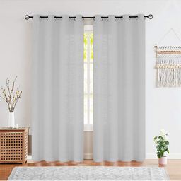 STYBUZZ Grey Set of 2 Solid Sheer Cotton Door Curtain-8