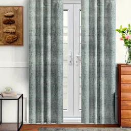 Cortina Grey Set of 2 Abstract Room Darkening Velvet Door Curtains-13