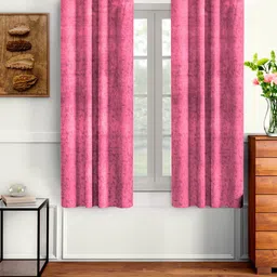 Cortina Pink & Black Set of 2 Printed Room Darkening Window Curtain-7