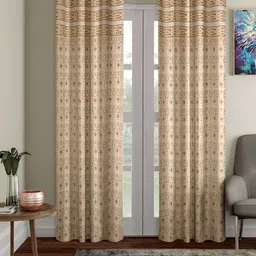 Rajasthan Decor Rust & Gold-Toned Set of 2 Ethnic Motifs Room Darkening Long Door Curtain-6