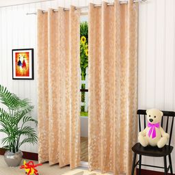 Fresh From Loom Beige & Silver-Toned Set of 2 Room Darkening Door Curtain-image-9
