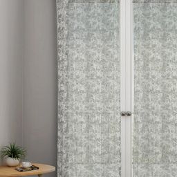 URBAN DREAM Off White & Grey Floral Sheer Door Curtain-image-88