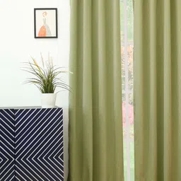 Ariana Olive Green Solid Single Black Out Door Curtain-2