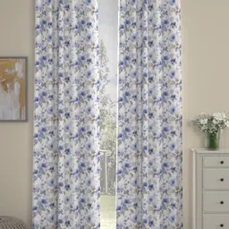 ROSARA HOME White & Lavender Set of 2 Floral Door Curtain-image-90