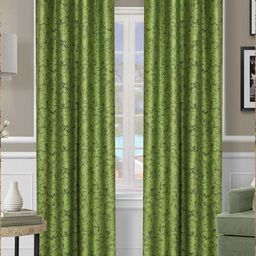 ROMEE Green & Grey Set of 2 Self Design Room Darkening Door Curtain-image-3