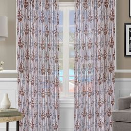 ROMEE Brown & Grey Set of 2 Floral Sheer Long Door Curtain-7