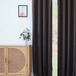 Ariana Brown Solid Black Out Door Curtain-13
