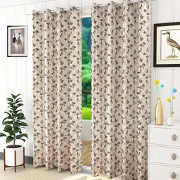 Fresh From Loom Brown & Silver-Toned Set of 2 Room Darkening Door Curtain-25