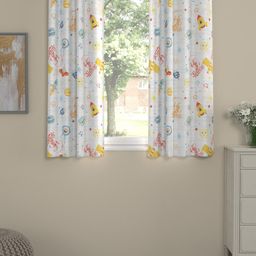 ROSARA HOME White & Yellow Set of 2 Geometric Window Curtain image 1