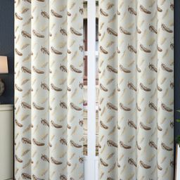 Bajo's Beige & Brown 2 Pieces Floral Printed Satin Long Door Curtains-51