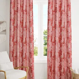 Bajo's Peach-Coloured 2-Pieces Printed Satin Long Door Curtains-image-5