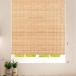 Deco Window Beige Striped Room Darkening Bamboo Roller Window Blinds-image-87