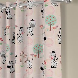 ROSARA HOME Peach-Coloured & Green Set of 2 Quirky Window Curtain image 2