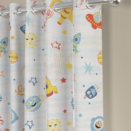 ROSARA HOME White & Yellow Set of 2 Geometric Window Curtain image 2