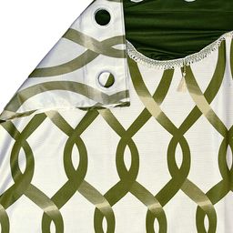 Cortina Olive Green & White Set of 2 Fancy Valance Abstract Printed Window Curtains image 5