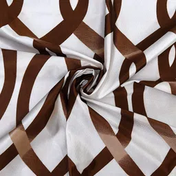 Cortina Brown & White Set of 2 Fancy Valance Abstract Printed Window Curtains image 4