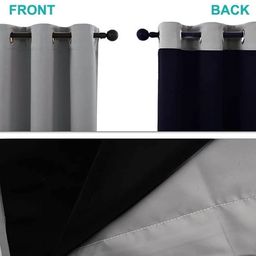 BFAM Grey & Black Set of 2 Black Out Window Curtain image 3