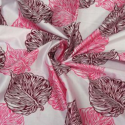 Cortina Maroon & White Set of 2 Fancy Valance Leaf Printed Window Curtains image 5