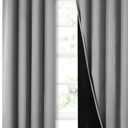 BFAM Silver-Toned & Black Black Out Eyelet Door Curtain-image-34