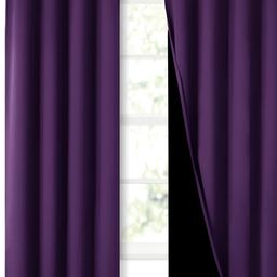 BFAM Purple Black Out Eyelet Window Curtain-image-82