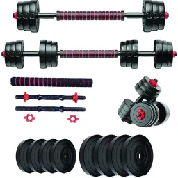 10KG Adjustable & Compact 3-in-1 Dumbbells & Barbell Kit for Home Gym Black Weight Plate-28