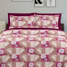 Ariana Lavender & White Floral 144 TC King Bedsheet with 2 Pillow Covers-image-85