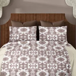 Ariana Purple & White Geometric 144 TC King Bedsheet with 2 Pillow Covers-image-63