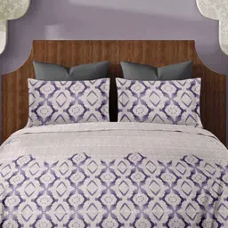 Ariana Purple & Grey 300 TC King Bedsheet with 2 Pillow Covers-image-53