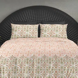 Ariana Orange & White 300 TC King Bedsheet with 2 Pillow Covers-image-90