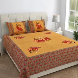 HOMELINE Brown & White Geometric 144 TC Queen Bedsheet with 2 Pillow Covers-15