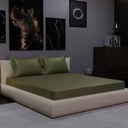 Stoa Paris Date Night Olive Oasis 300 TC Fitted King Sheet with 2 Pillow Covers-image-52