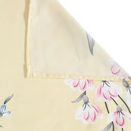 Cortina Yellow & Pink Floral 140 TC Queen Bedsheet with 2 Pillow Covers-image-3