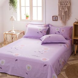JC HOME Purple  Blue Printed 186 TC Cotton King Bedsheet with 4 Pillow Covers-image-127