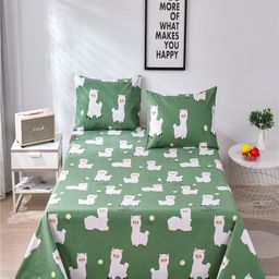 JC HOME Green & White Conversational 160 TC King Bedsheet with 2 Pillow Covers-image-38
