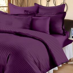Comfowell Purple Striped 180 TC Single Bedsheet with 2 Pillow Covers-image-24