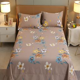 JC HOME Beige & White Floral 220 TC King Bedsheet with 2 Pillow Covers-image-64