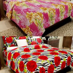 Aura Pink & Red Floral 144 TC 2 Queen Bedsheet with 4 Pillow Covers-16