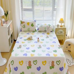 JC HOME White & Blue Printed 210 TC Cotton Queen Bedsheet with 2 Pillow Covers-picture-45