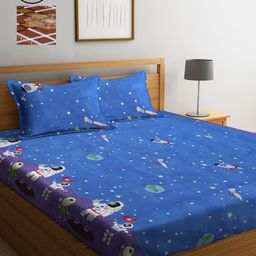 KLOTTHE Multicoloured Cartoon Characters 210 TC 2 King Bedsheet with 4 Pillow Covers-image-73