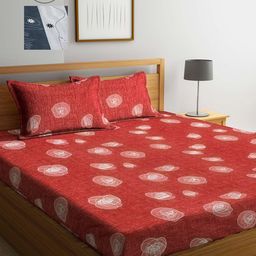 Arrabi Multicoloured Printed 300 TC 2 King Bedsheet with 4 Pillow Covers-15