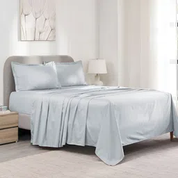 MYTRIDENT Green Cotton 300 TC King Bedsheet with 2 Pillow Covers-image-86