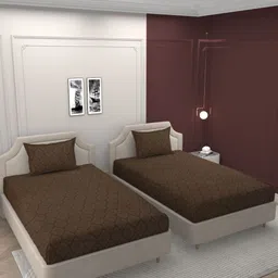 BELVOSTUM Brown Ethnic Motifs 250 TC Cotton 2 Single Bedsheet With 2 Pillow Covers-picture-2
