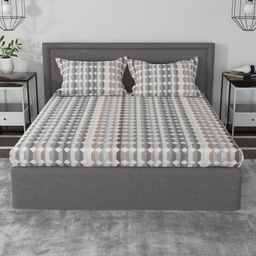 Myntra Elegant Homes Grey & White Geometric 144 TC Queen Bedsheet with 2 Pillow Covers-image-45